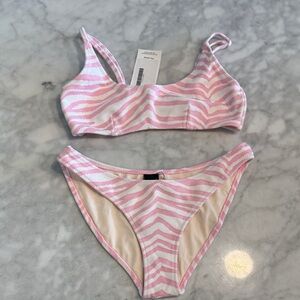 Triangle Pink and White Zebra Print Bikini Set